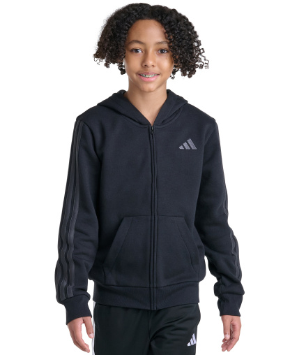 adidas Boys' 8-20 Full-Zip Long-Sleeve Hoodie - Black