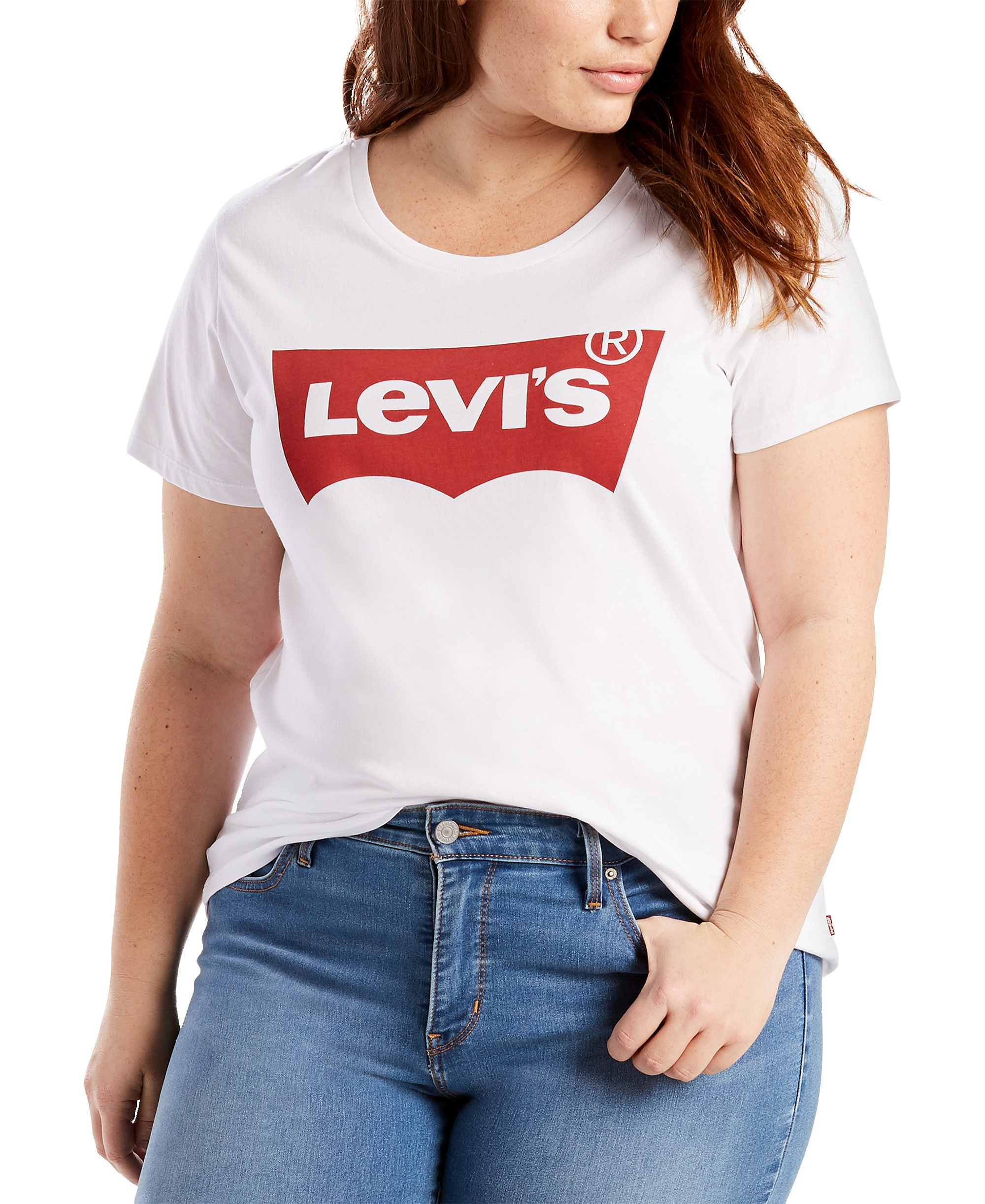 Levi's Trendy Plus Size Perfect Logo Cotton T-Shirt - White