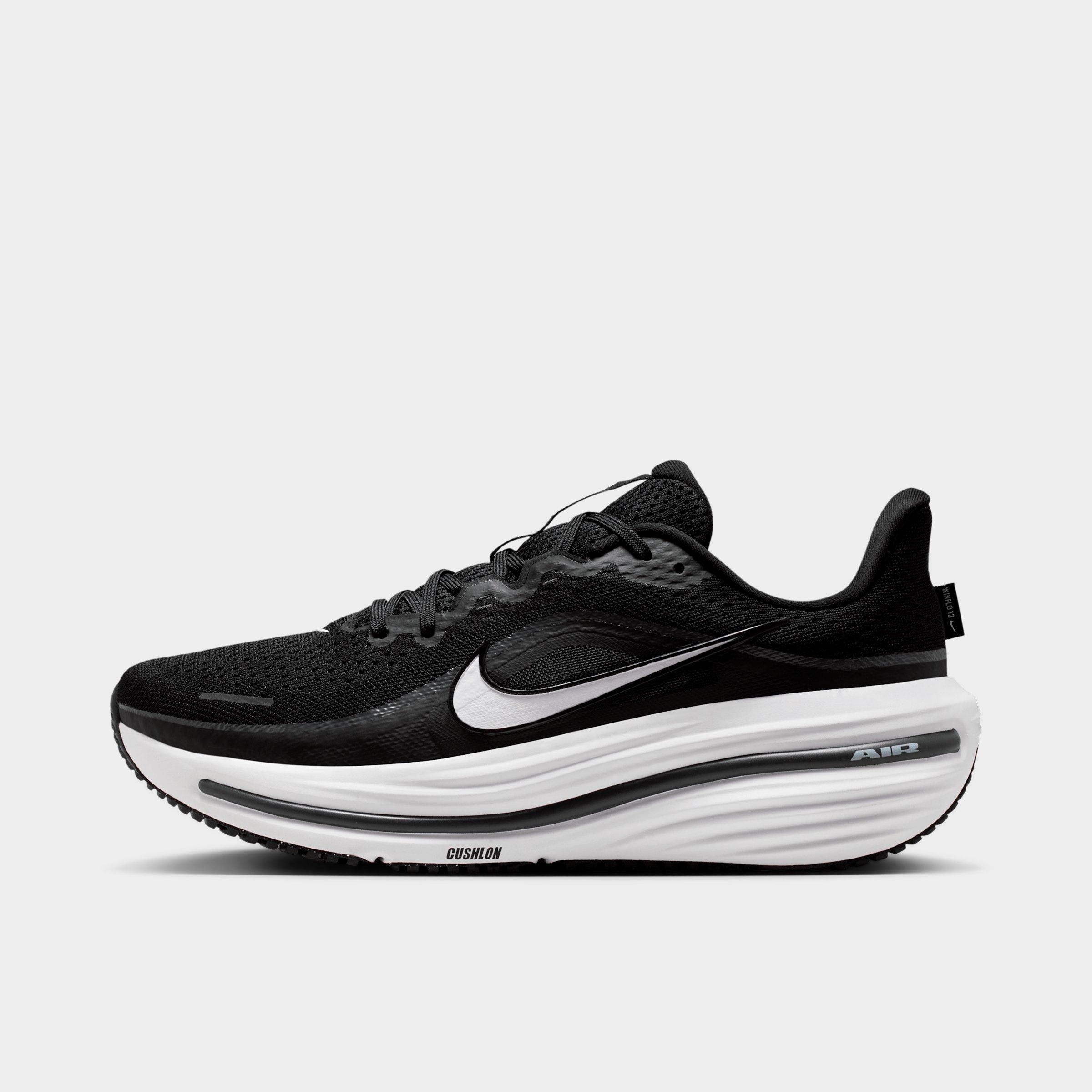 Men's Nithtke Air Winflo 12 Road Running Shoes - Black/Dark Smoke Grey/White - Left shoe facing left. Outside of the shoe.