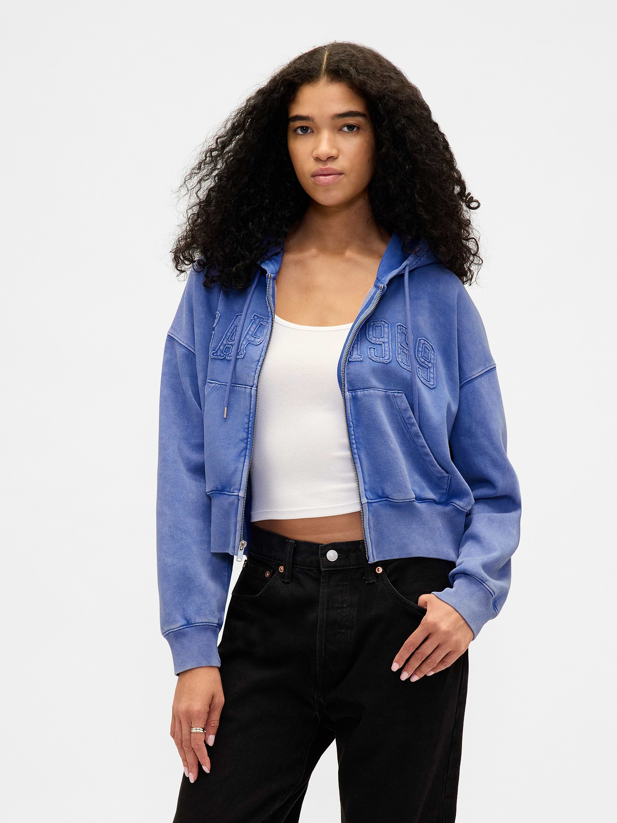 VintageSoft Wedge Zip Hoodie - Mosaic blue