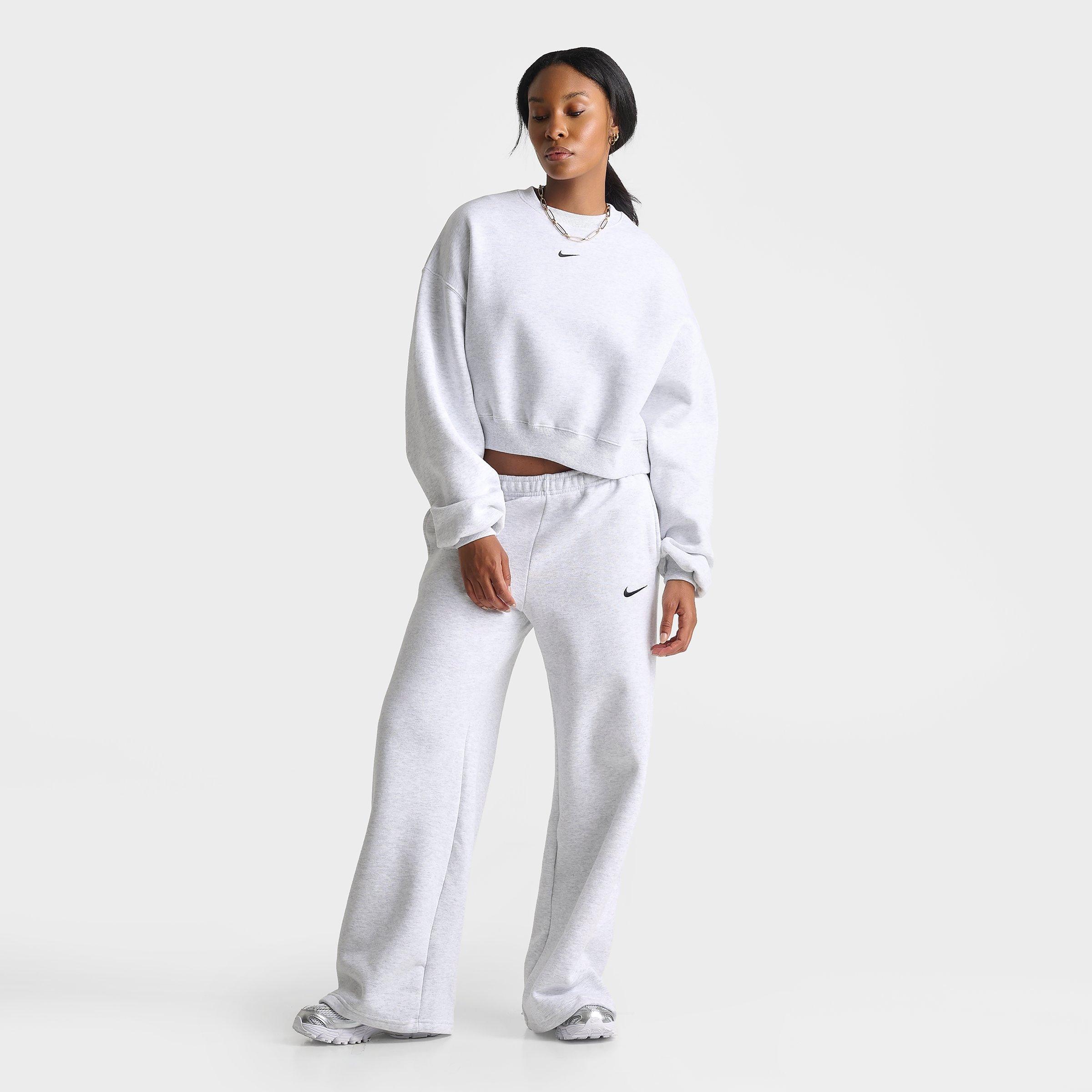 Women's Nithtke Studio Fleece Medium Weight Oversized Cropped Crewneck Sweatshirt - Birch Heather/Black