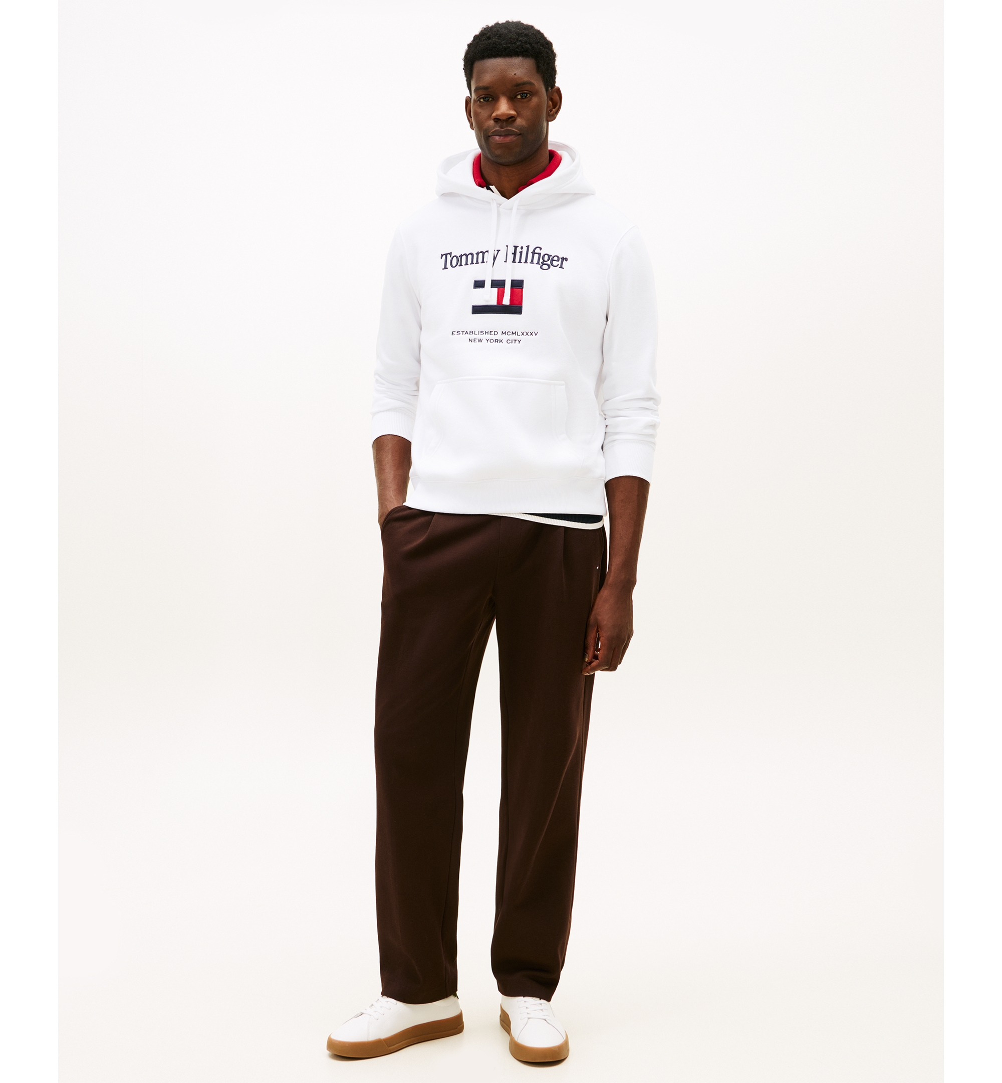 Tommy Hilfiger Men's Embroidered Flag Hoodie - White