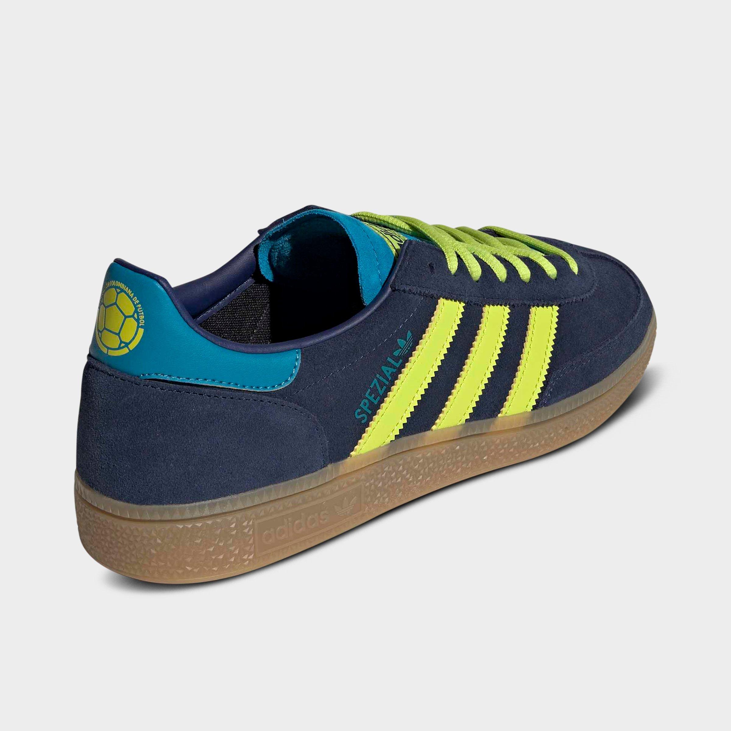 Men's adidas Originals Colombia Handball Spezial Casual Shoes - Mystery Petrol/Team Navy Blue/Semi Solar Yellow - Back view