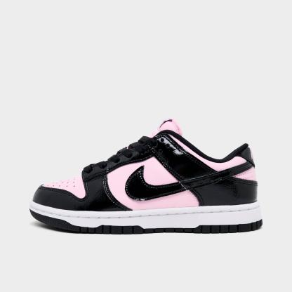 Women's Nike Dunk Low Patent Leather Casual Shoes - Pink Foam/Black/White