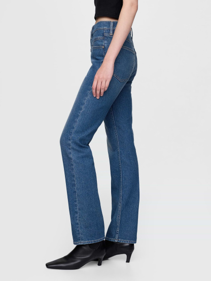 High Rise Twisted-Seam '90s Slim Straight Jeans - Western medium wash