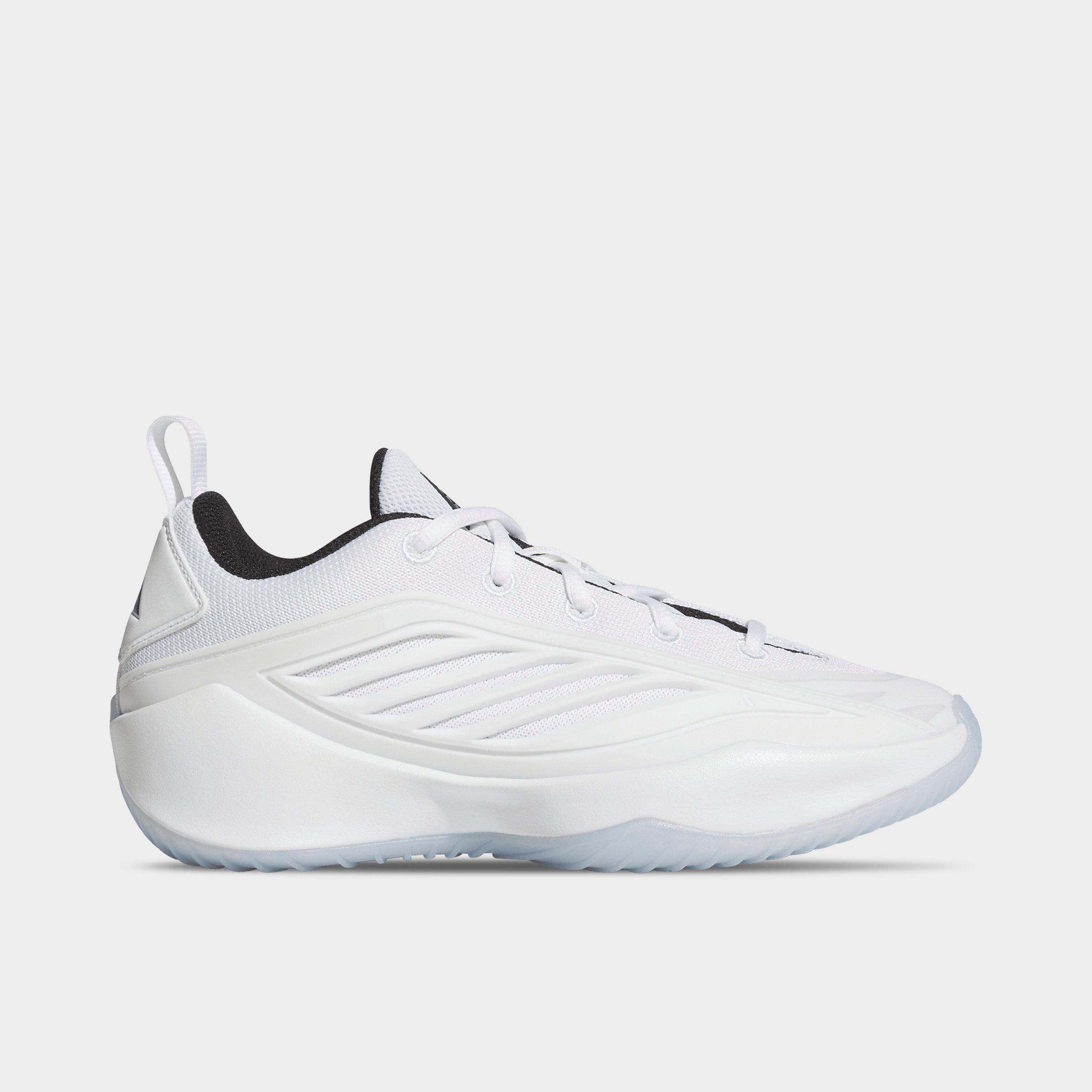 Big Kids' adidas Believe That 1 Basketball Shoes - Cloud White/Core Black/Cloud White - Left shoe facing left. Outside of the shoe.