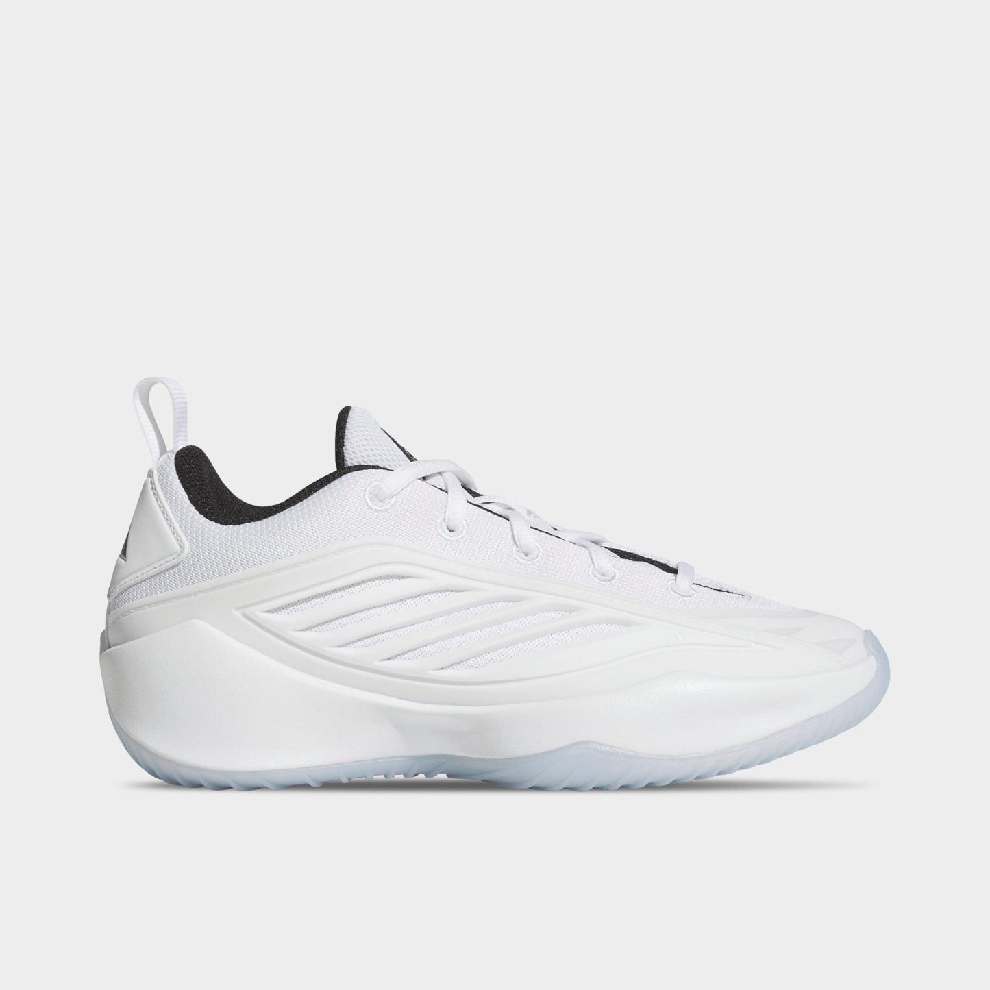 Big Kids' adidas Believe That 1 Basketball Shoes - Cloud White/Core Black/Cloud White - Left shoe facing left. Outside of the shoe.