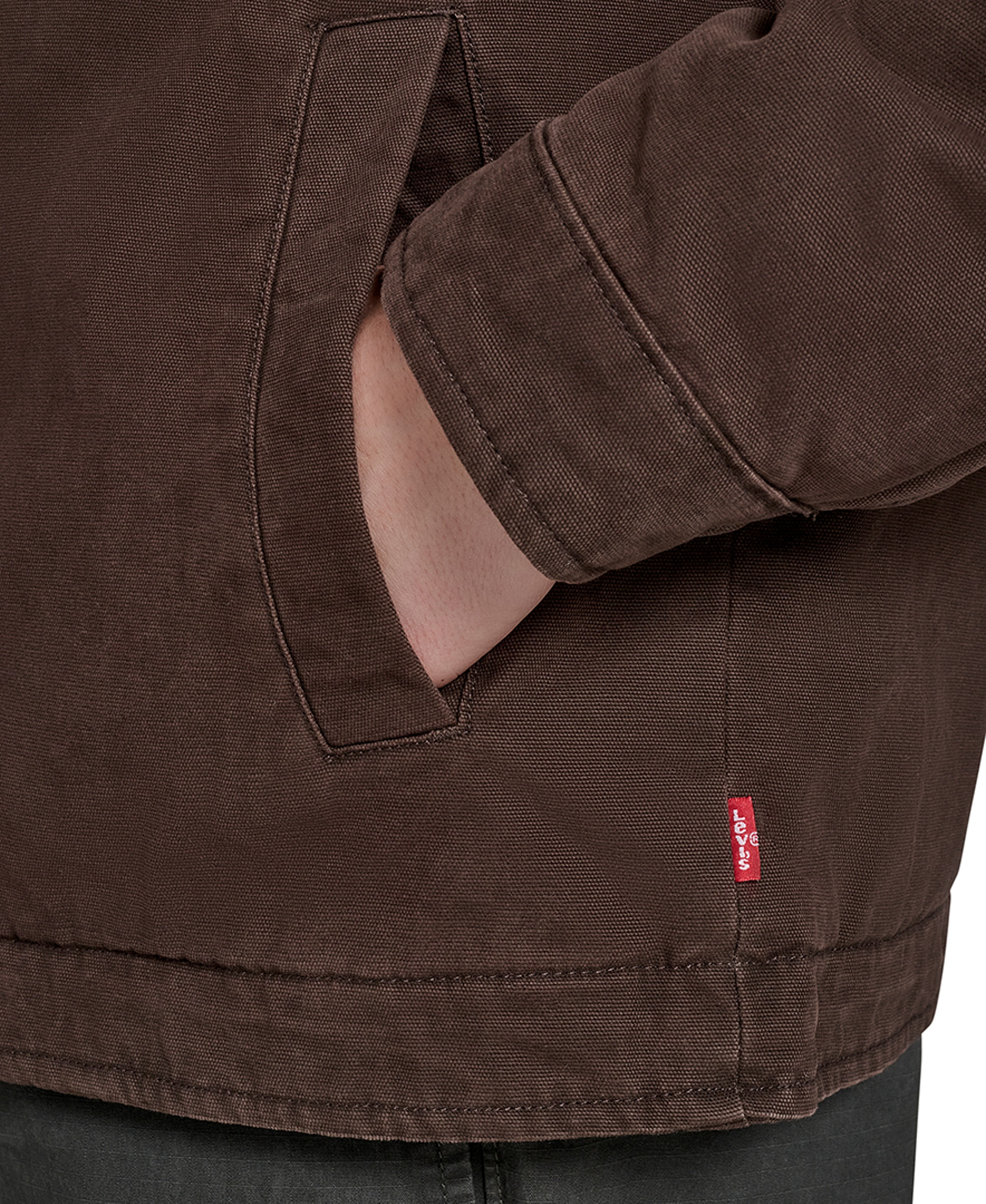 Levi's Men's Cotton Canvas Zip-Front Depot Jacket - Chocolate Brown