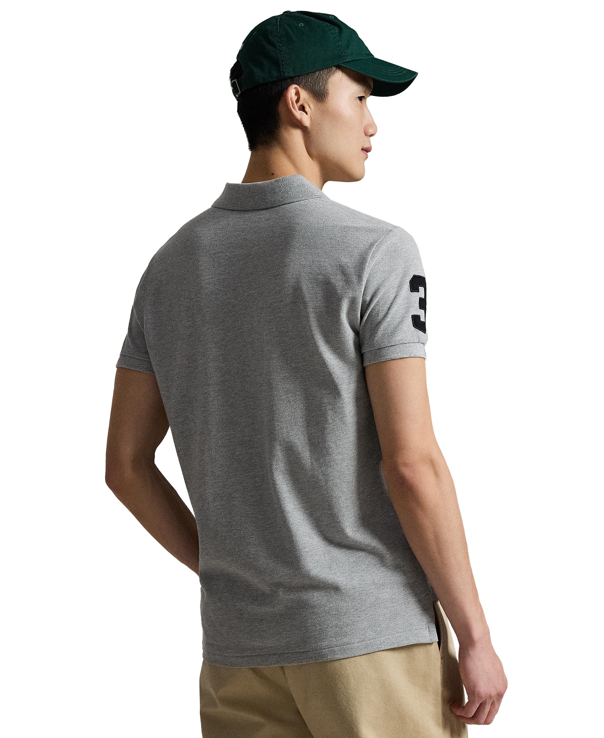 Polo Ralph Lauren Men's Big Pony Custom Slim-Fit Mesh Polo Shirt - Andover Heather