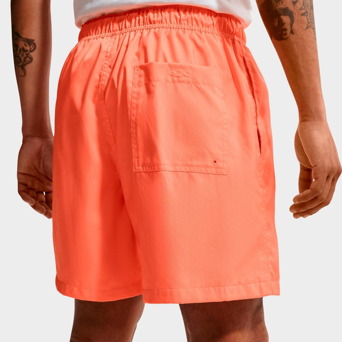 Men's Nike Club Woven 6" Flow Shorts - Orange Frost/White