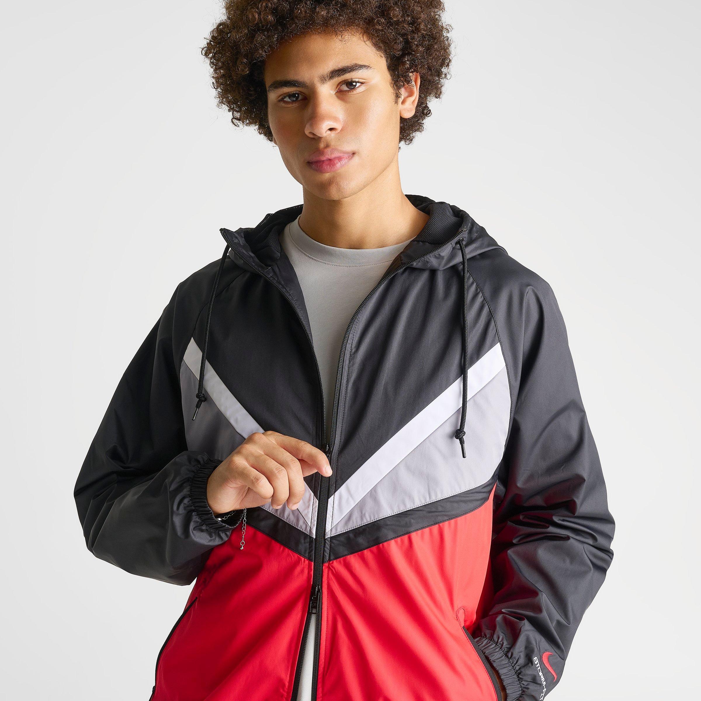 Men's Nithtke Sportswear Windrunner Lined Full-Zip Jacket - Black/University Red/Cement Grey
