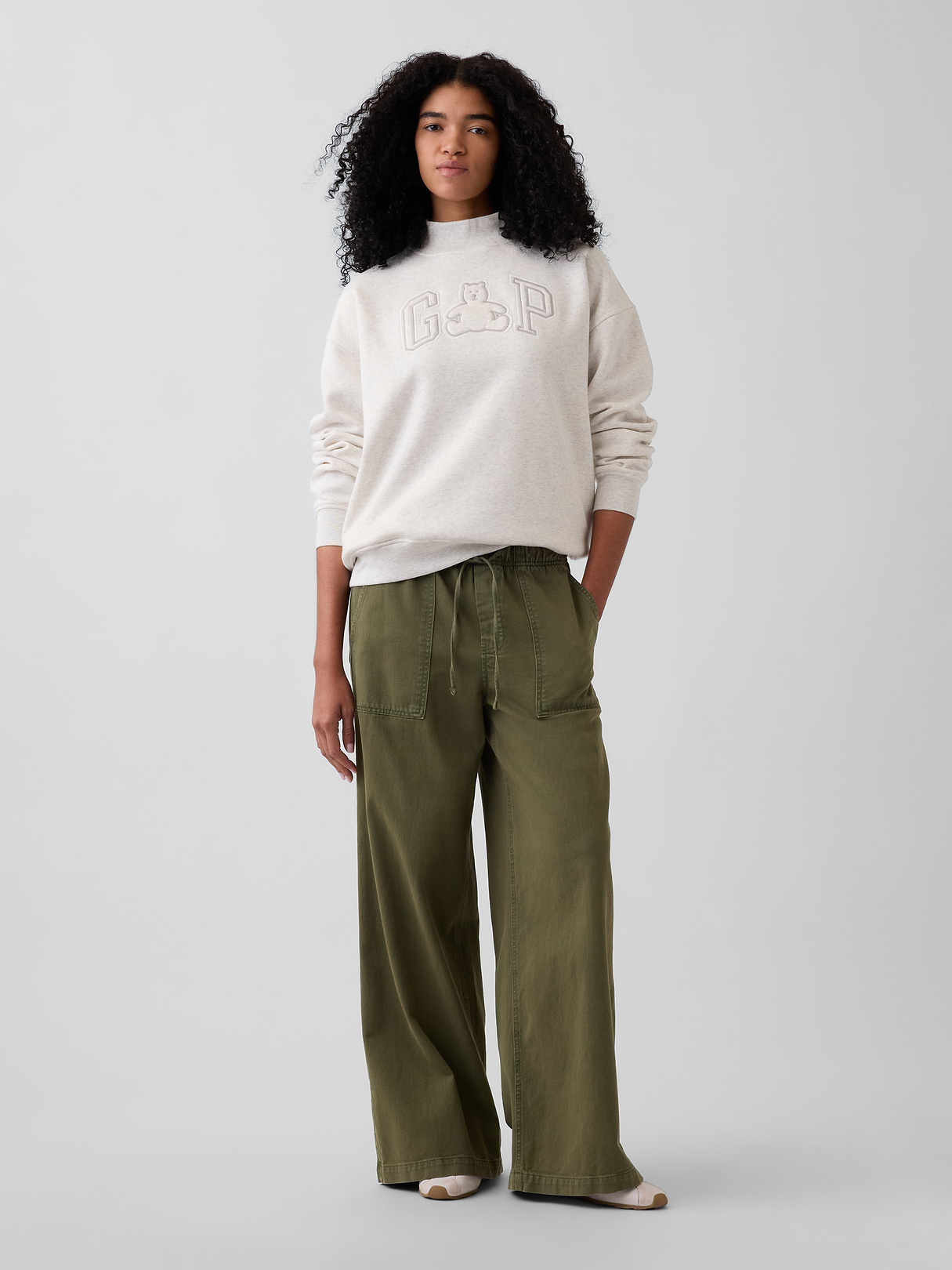 VintageSoft Oversized Mockneck Logo Sweatshirt - Brannan bear heather grey