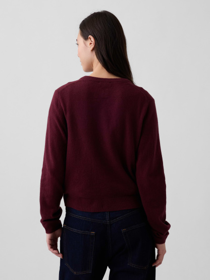 CashSoft Crop Cardigan - Noir red