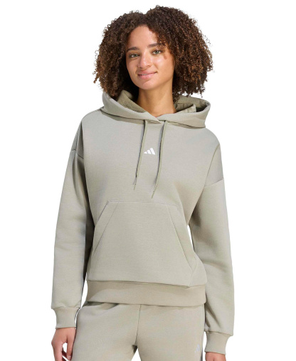 adidas Women's Essentials Long-Sleeve Logo Hoodie - Silver Pebble/White