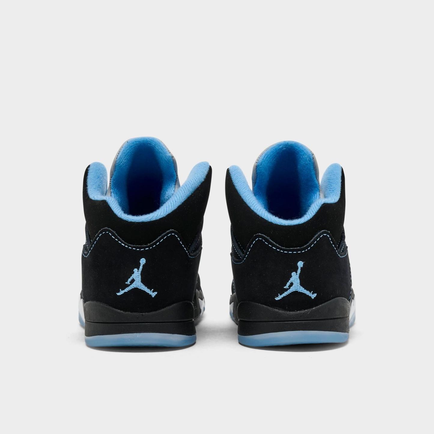 Kids' Toddler Air Jordan Retro 5 Basketball Shoes - Black/University Blue/White - view 4
