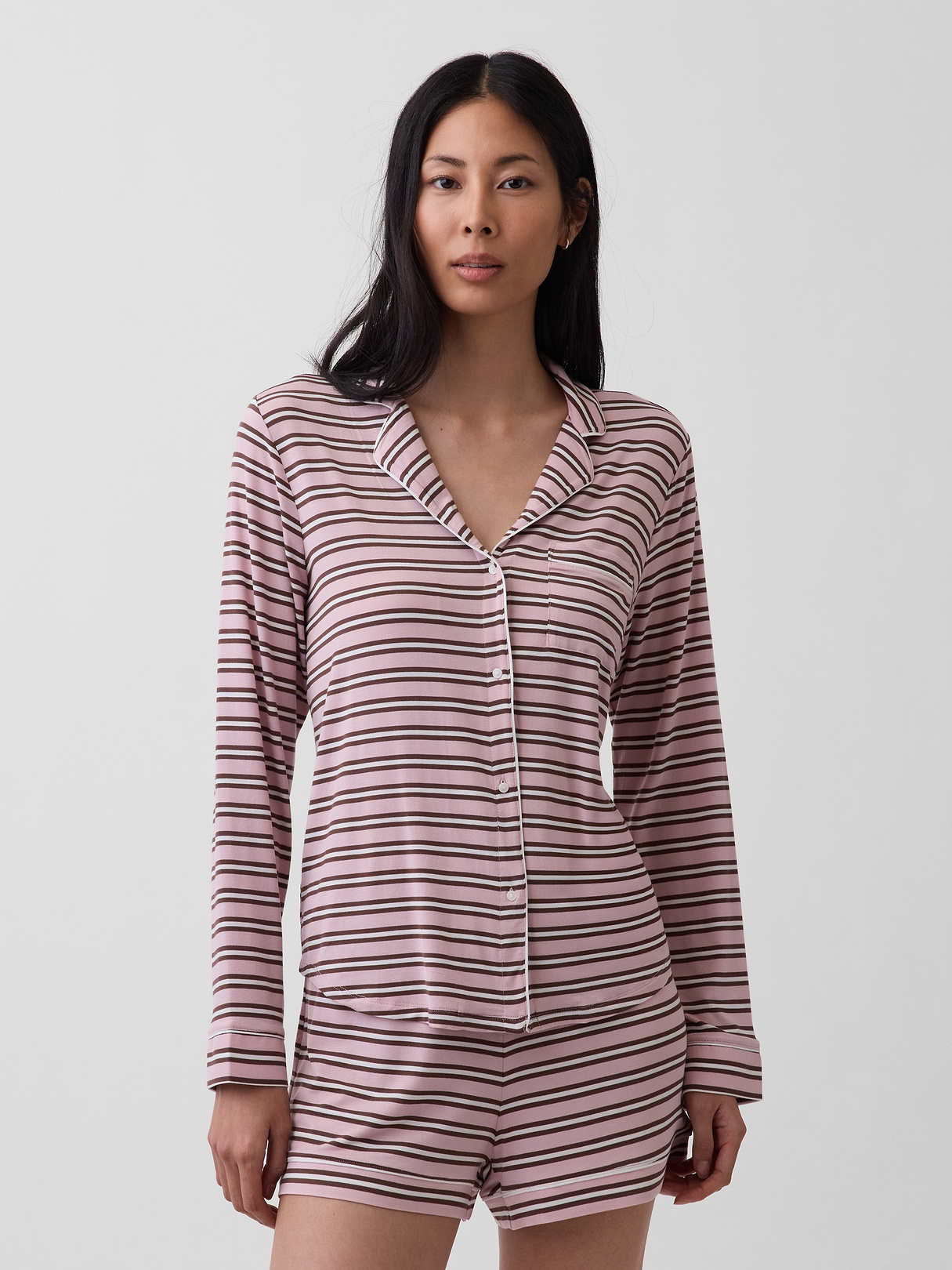 SoftMade Modal PJ Top - Bold pink stripe
