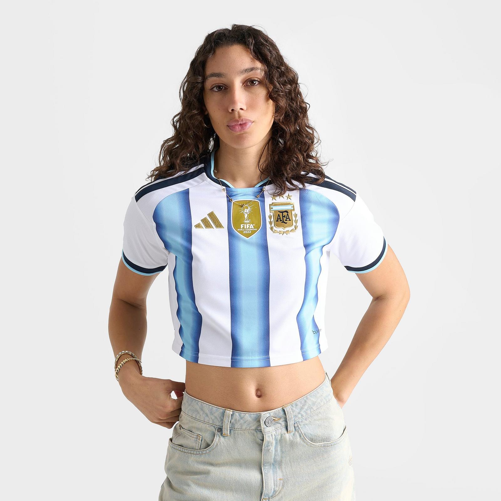 Women's adidas Argentina 2026 Home Cropped Jersey - White/Icey Blue/Light Blue - view 3