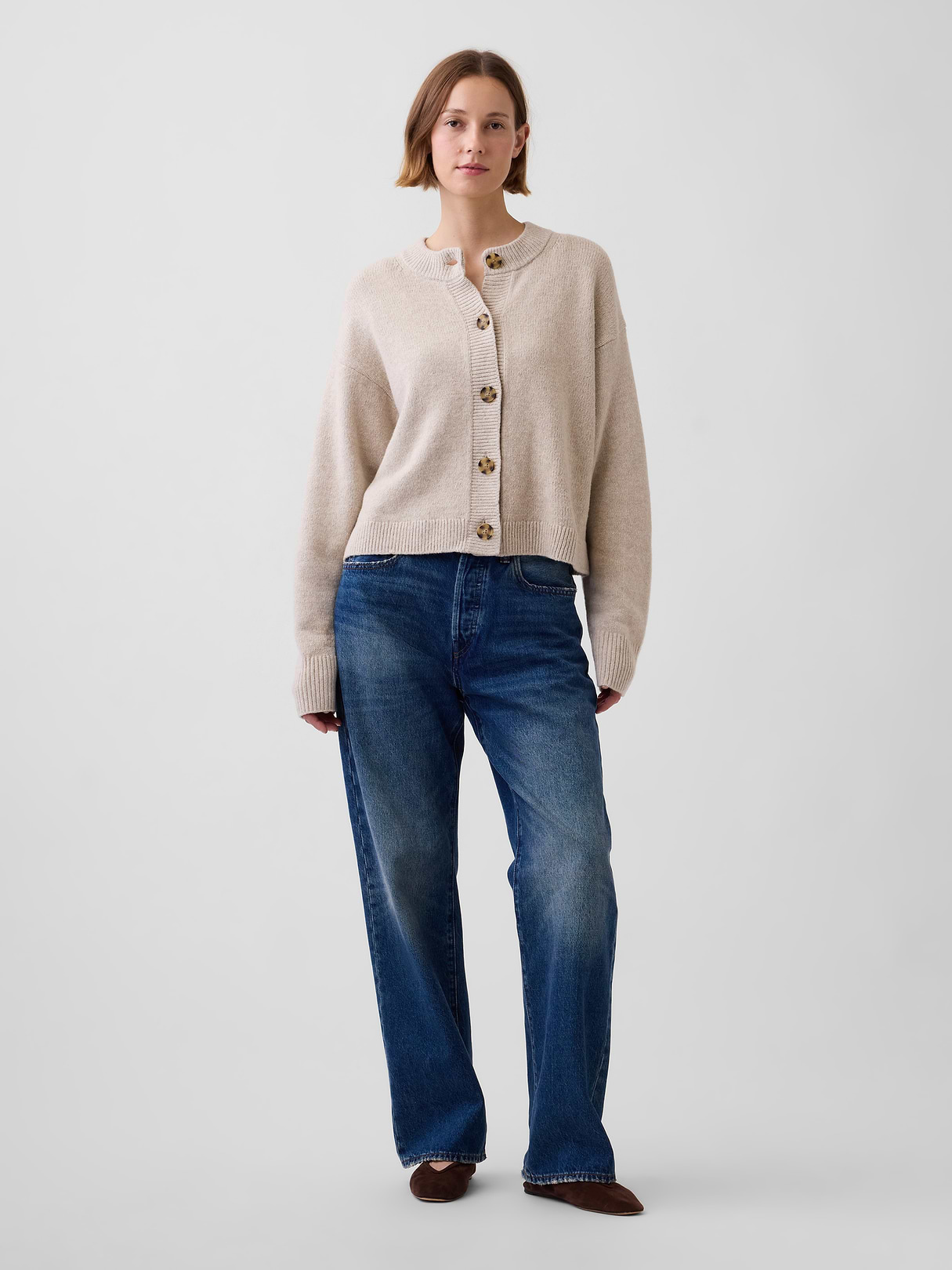 CashSoft Oversized Chunky Cardigan - Cobblestone beige