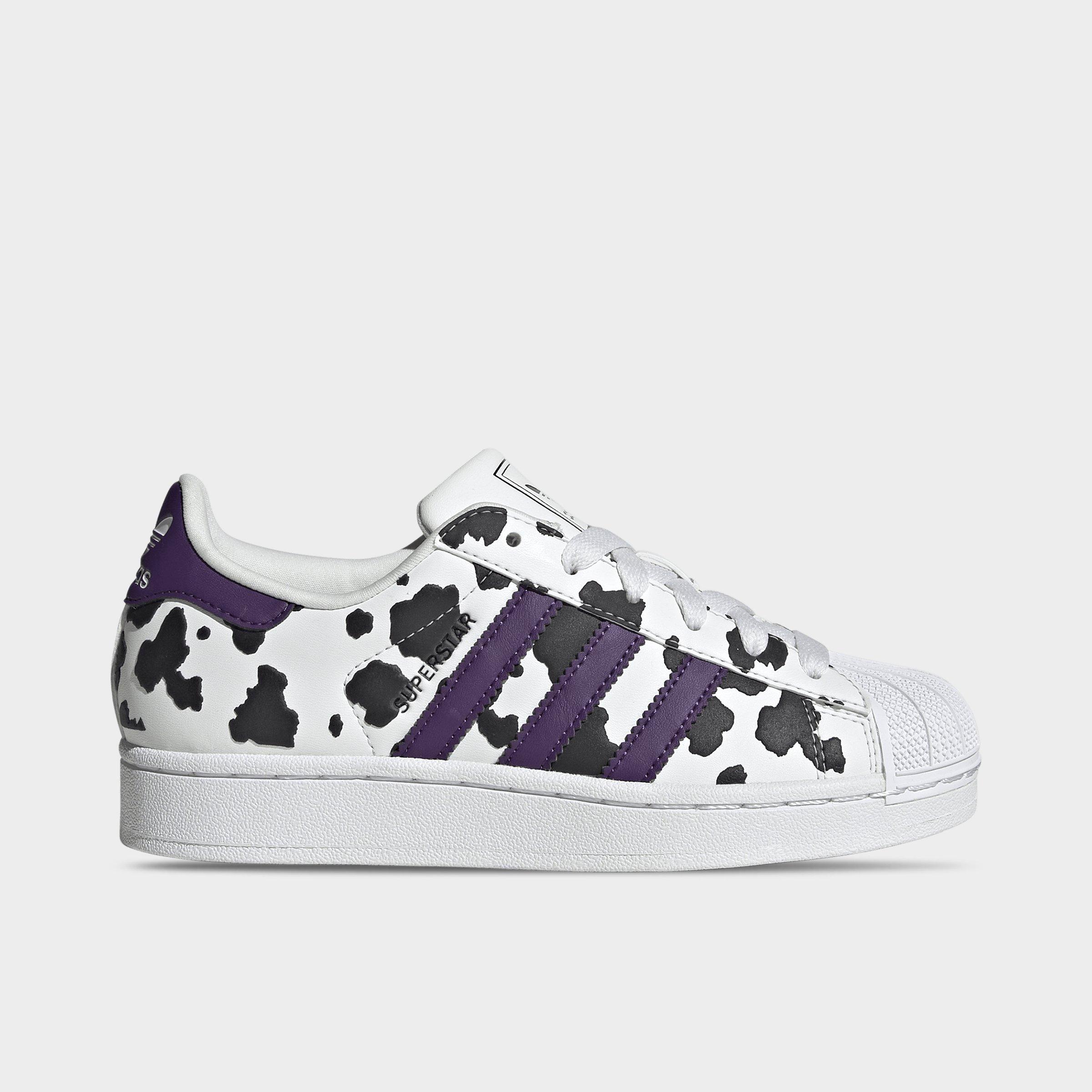 Big Kids' adidas Originals Superstar II Casual Shoes - Crystal White/Violet/Cloud White - Left shoe facing left. Outside of the shoe.