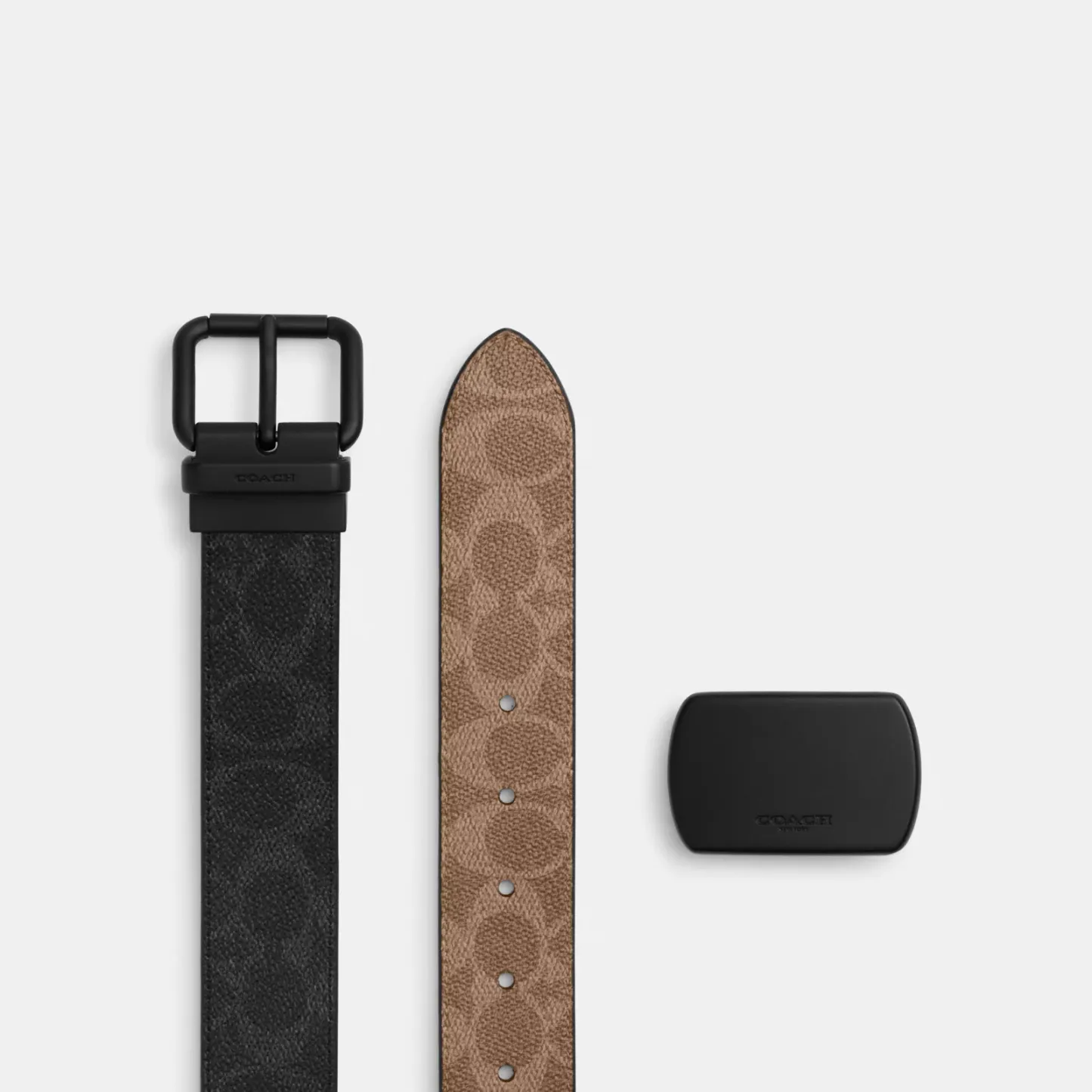 Boxed Roller Buckle Cut-To-Size Reversible Belt, 38 Mm - Matte Black/Black Signature
