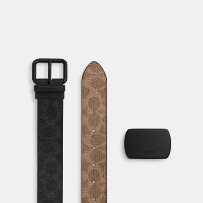 Boxed Roller Buckle Cut-To-Size Reversible Belt, 38 Mm - Matte Black/Black Signature