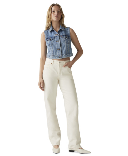 Levi's Premium Women's 501 90's Mid-Rise Straight-Fit Jeans 30" - Ecru Booper No Damage