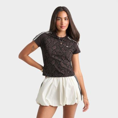 Women's adidas Originals Snakeskin Print Cali T-Shirt - Earth Strata/Aurora Coffee - view 1