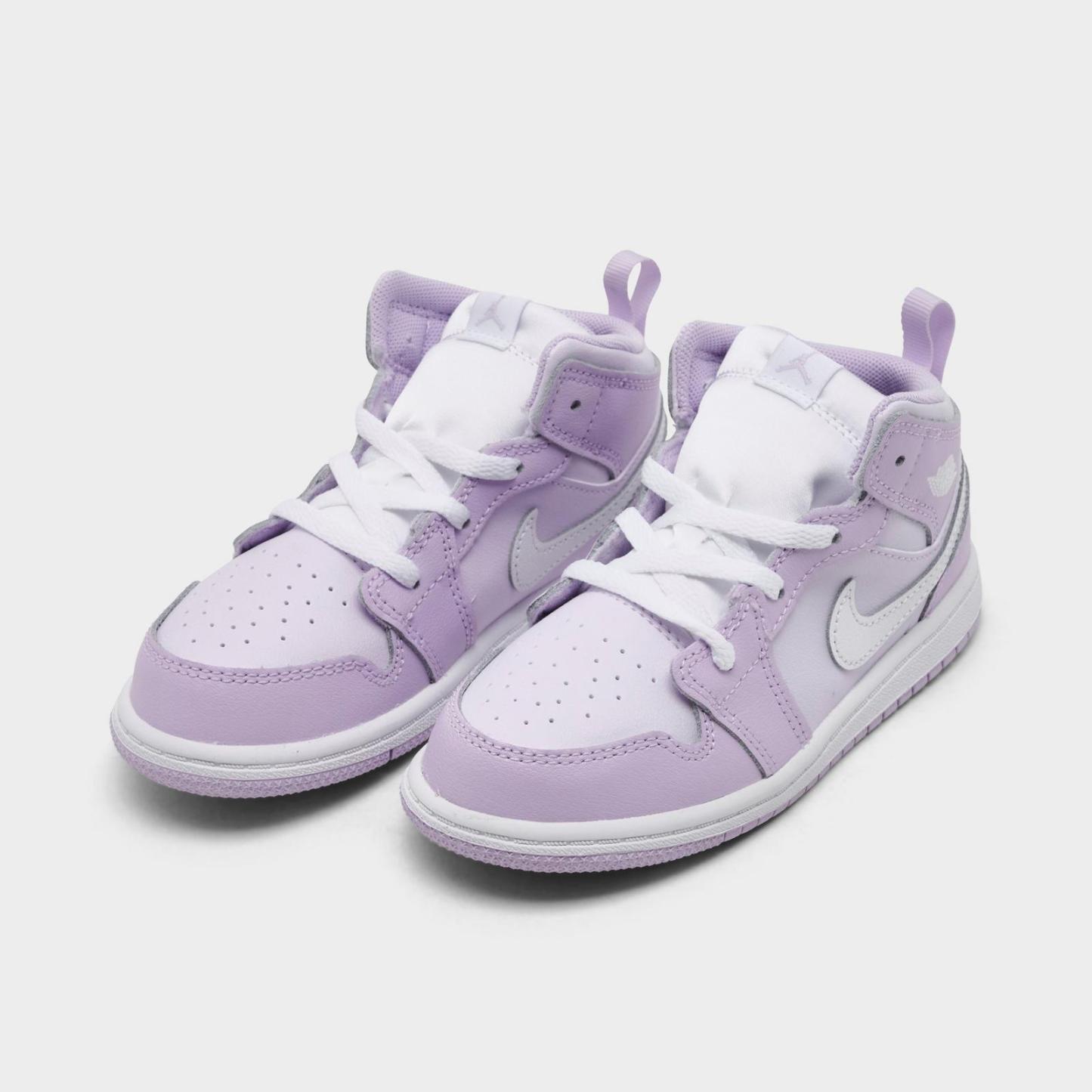 Kids' Toddler Air Jordan Retro 1 Mid Casual Shoes - Violet Mist/Barely Grape/White - view 2