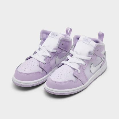 Kids' Toddler Air Jordan Retro 1 Mid Casual Shoes - Violet Mist/Barely Grape/White - view 2
