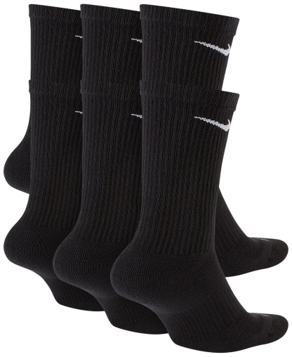 Nike Unisex Everyday Plus Cushioned Training Crew Socks, 6-Pack - Black