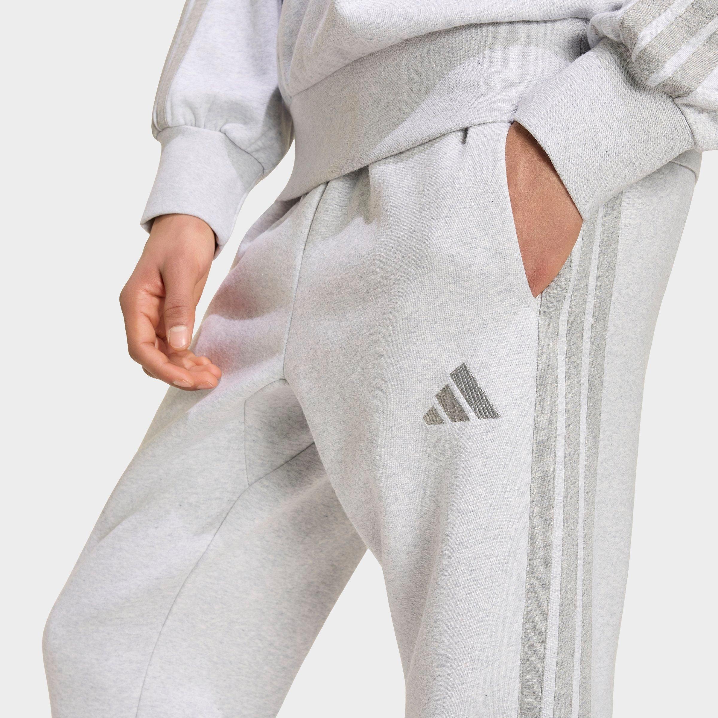 Men's adidas Essentials 3-Stripes Fleece Jogger Pants - Light Grey Heather/Medium Grey Heather