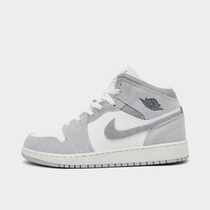 Big Kids' Air Jordan Retro 1 Mid SE Casual Shoes - Neutral Grey/Sail/Smoke Grey - view 1