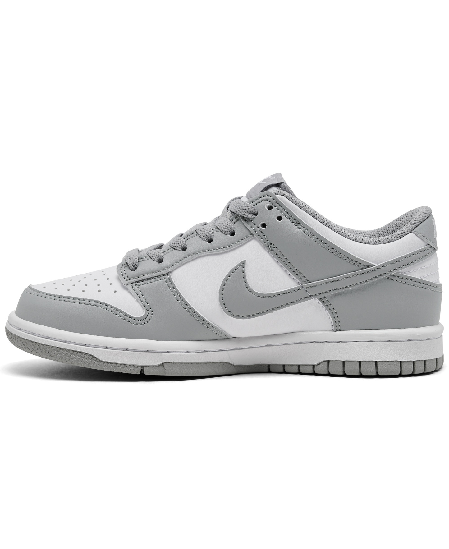 Nike Big Kids' Dunk Low Lifestyle Sneakers from Finish Line - White, Light Smoke Grey