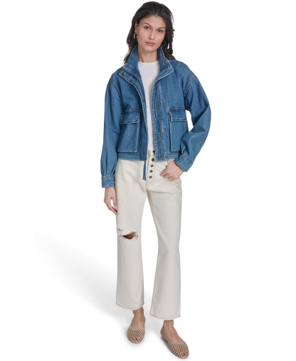 Levi's Women's Cropped Surplus Jacket - Medium Wash Denim