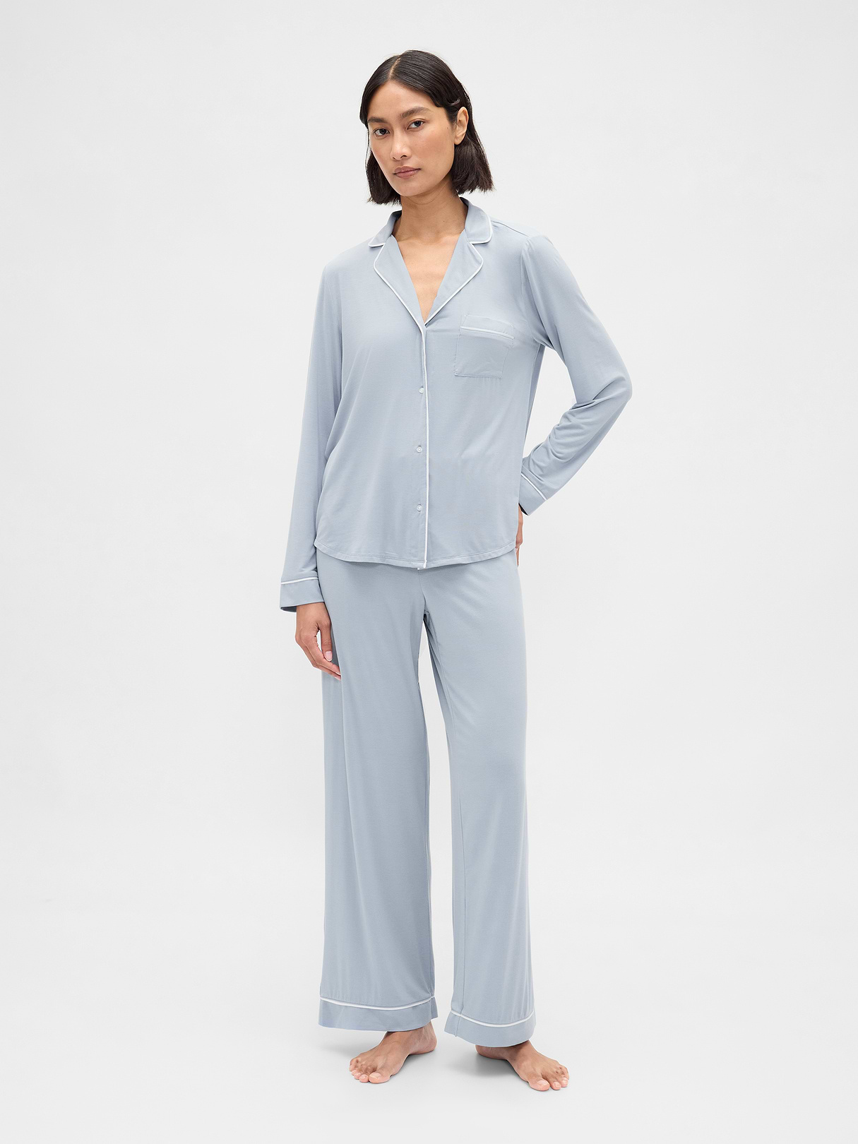 SoftMade Modal PJ Top - New england blue sky