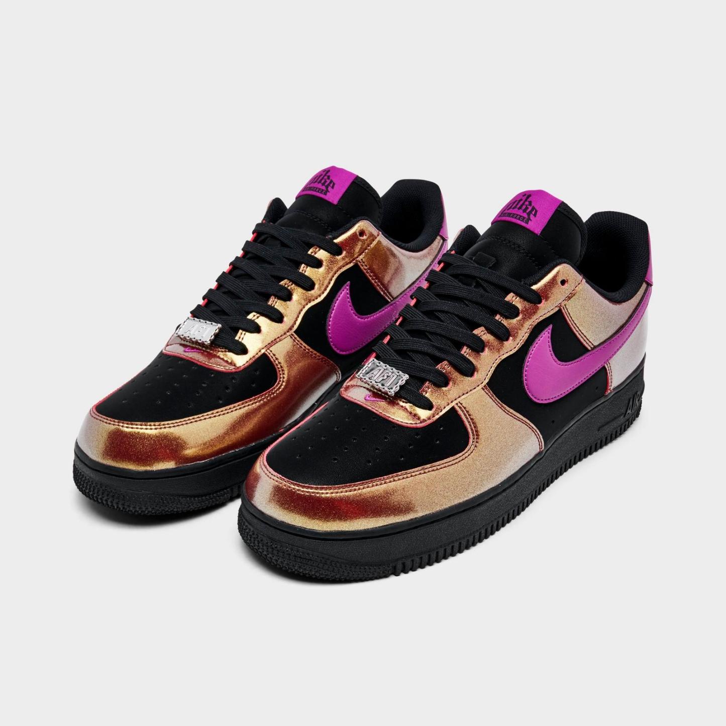 Men's Nike Air Force 1 '07 LV8 SE Glam Rock Casual Shoes - Black/Gold/Bold Berry