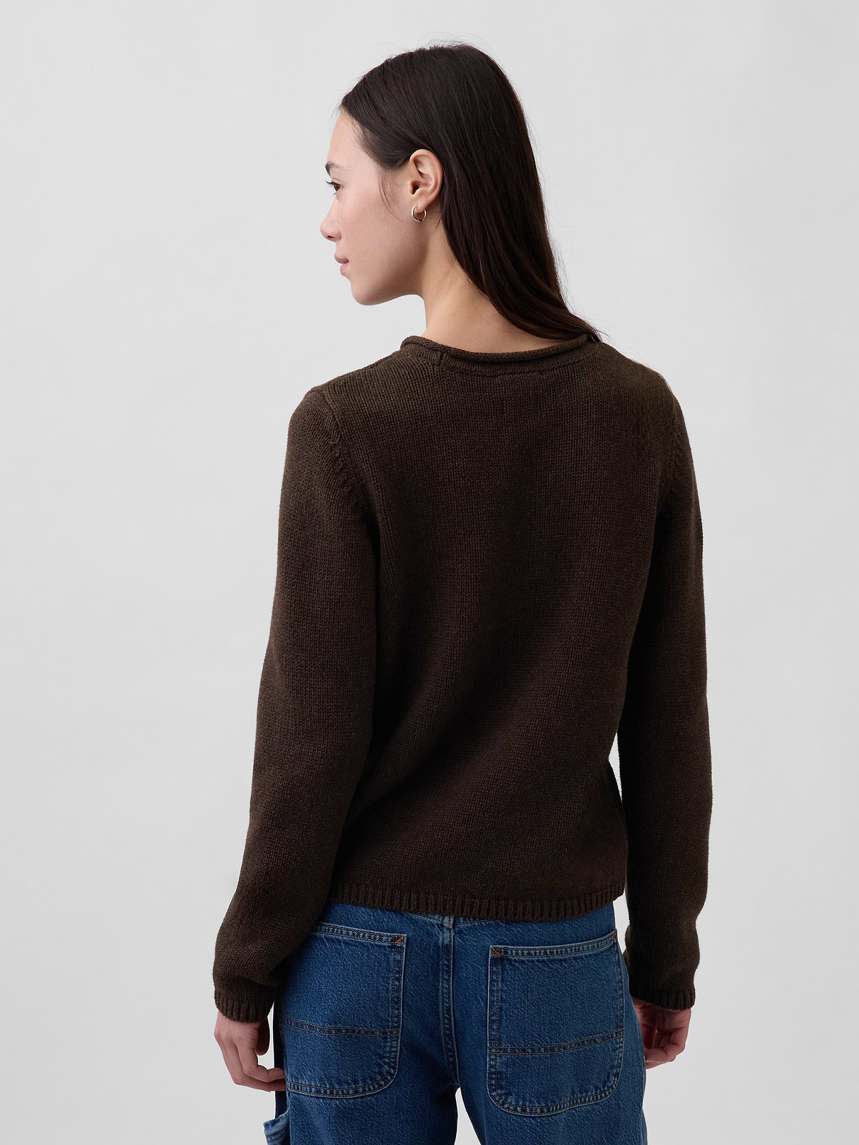 100% Cotton Rollneck Sweater - Terra brown