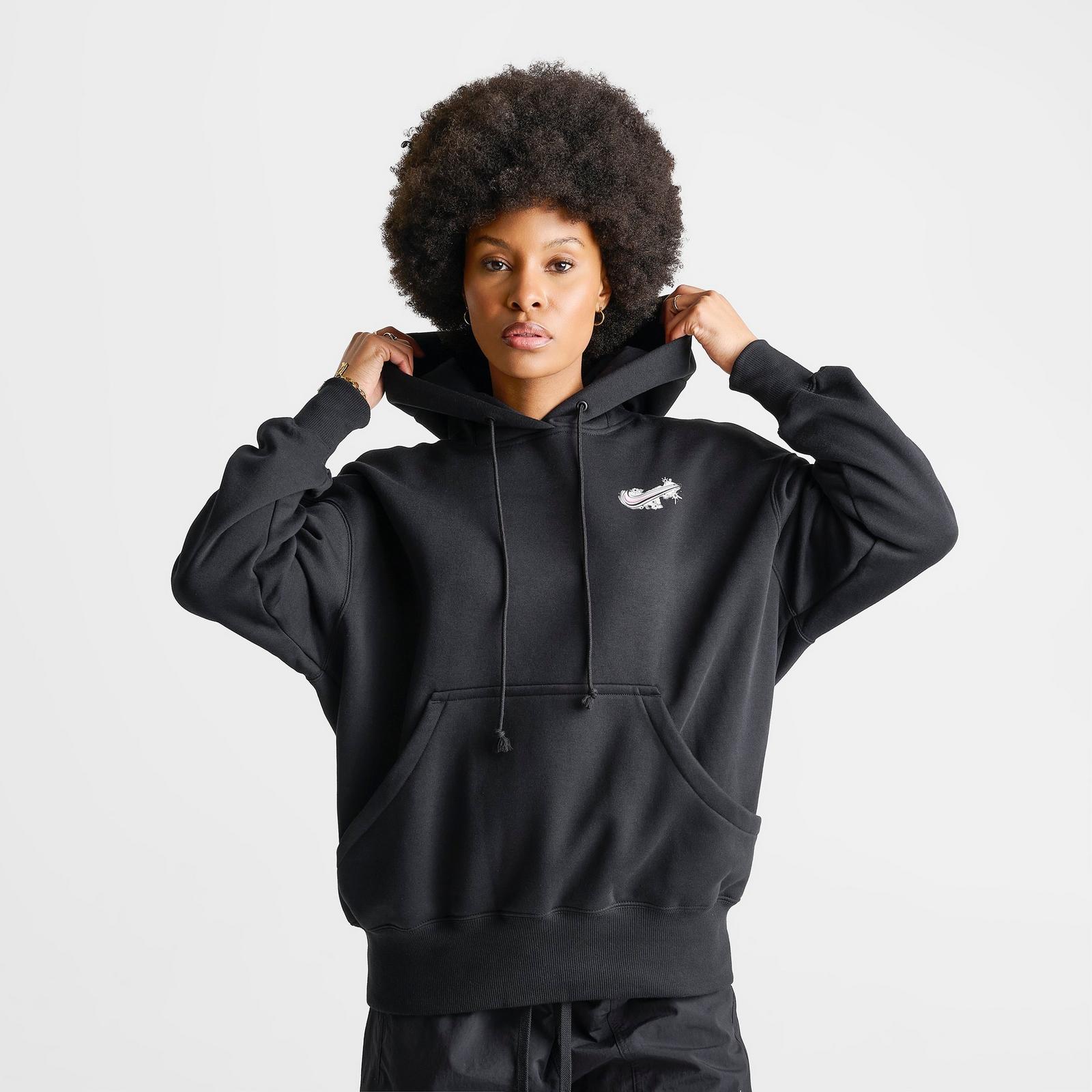 Women's Nike Sportswear Phoenix Fleece Airbrushed Oversized Pullover Hoodie - Black/Light Magenta