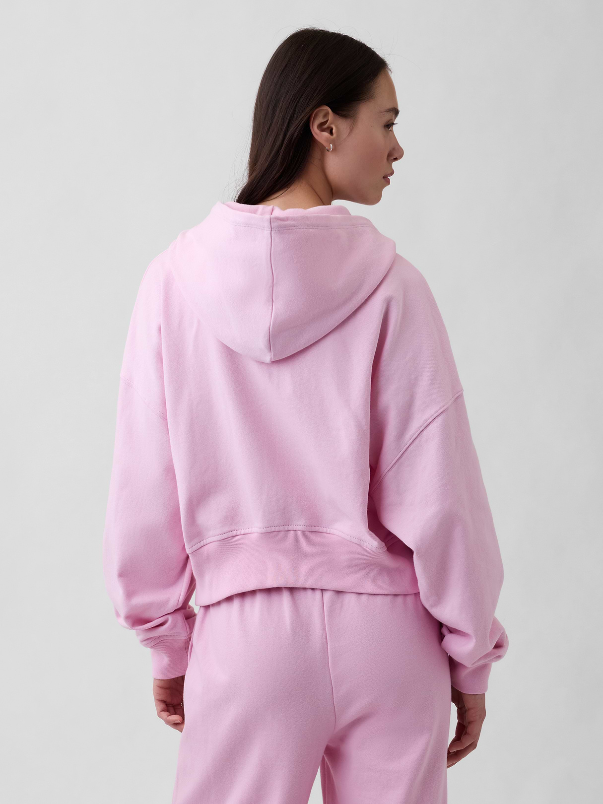 VintageSoft Terry Oversized Wedge Zip Hoodie - Primrose pink