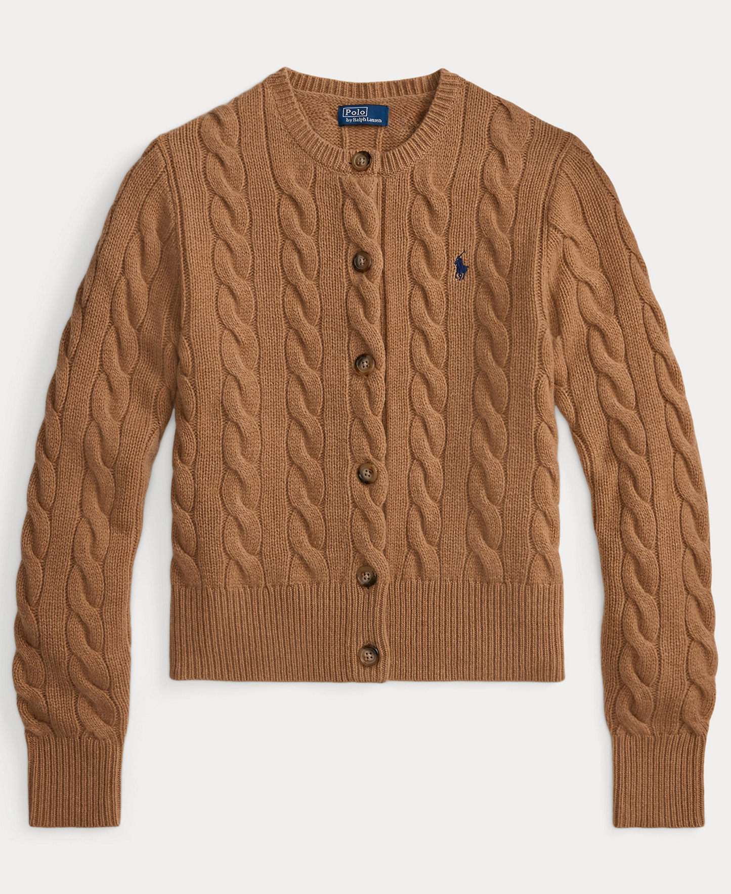 Polo Ralph Lauren Women's Cable-Knit Wool-Cashmere Cardigan Sweater - Collection Camel Melange