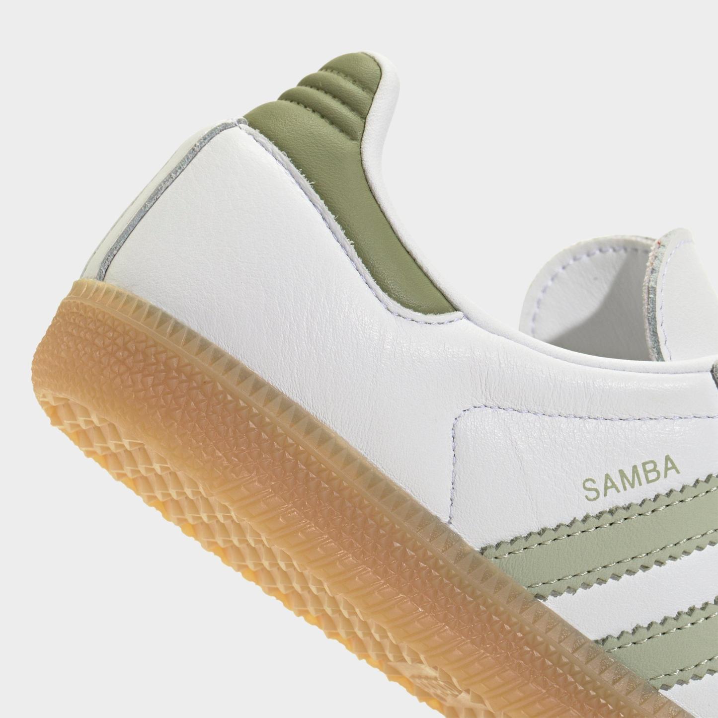Women's adidas Originals Samba OG Casual Shoes - Part 1 - Cloud White/Halo Green/Tent Green - Detail shot