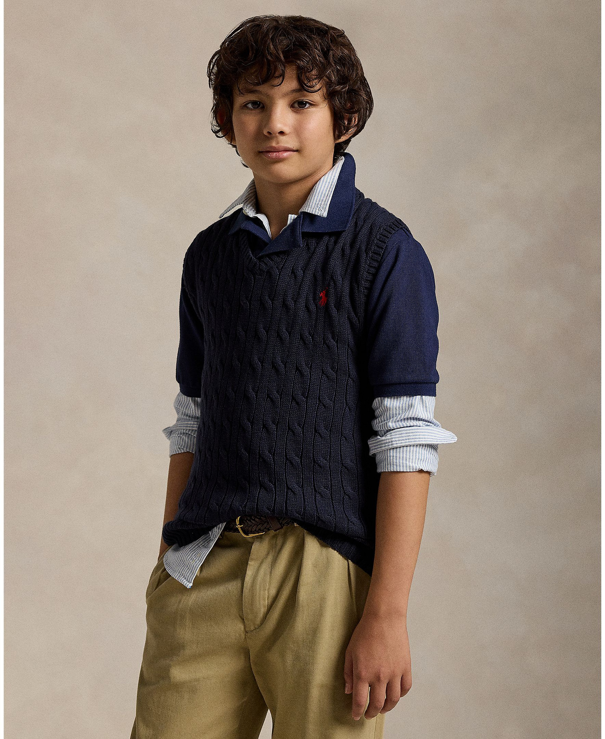 Polo Ralph Lauren Big Boys Cable- Knit Sweater Vest - RL Navy