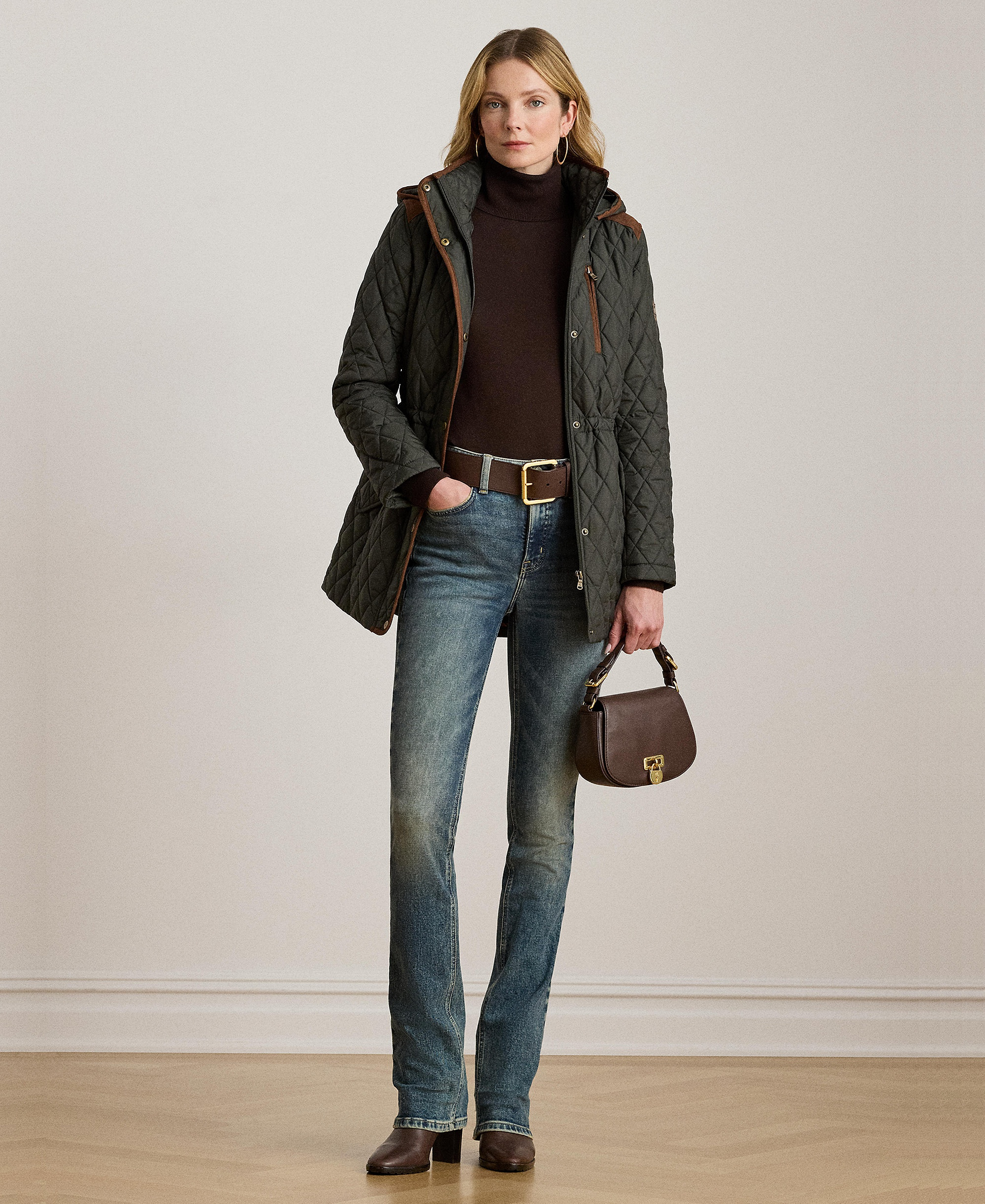 Lauren Ralph Lauren Women's Hooded Anorak Quilted Coat, Created for Macy's - Litchfield Loden