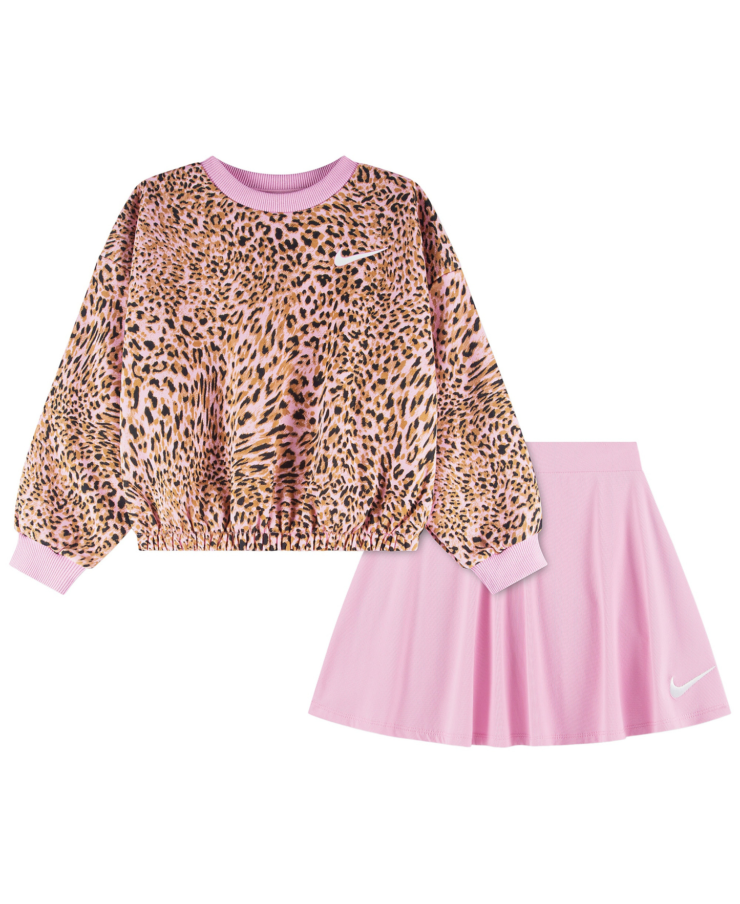 Nike Girls' 4-6X Allover Printed Top and Skirt, 2-Piece Set - Pink Rise