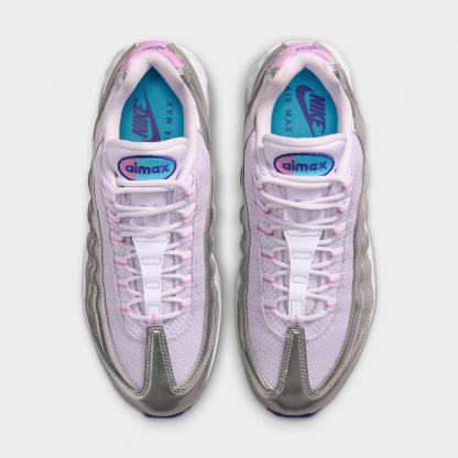 Women's Nithtke Air Max 95 Big Bubble Casual Shoes - Part 1 - Chrome/Barely Grape/Light Magenta/Lagoon Pulse - Top view