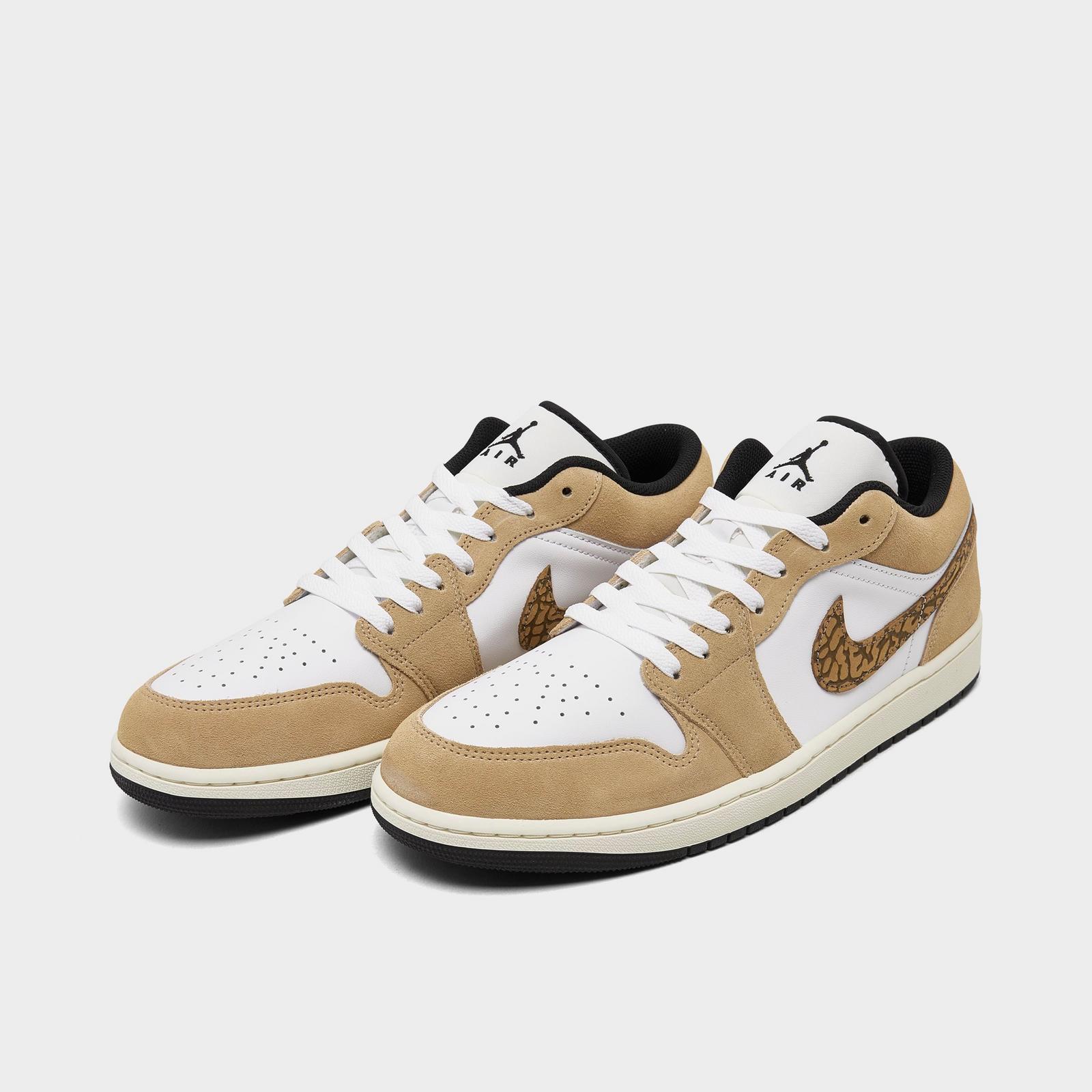 Air Jordan Retro 1 Low SE Casual Shoes - Hemp/Metallic Gold/White/Light British Tan/Black - Left shoe facing left. Outside of the shoe. - view 2