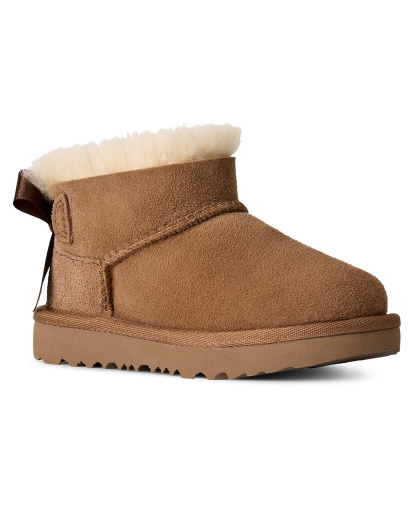 UGG® Toddler Kids Ultra Mini Bailey Bow Zipper Booties - Chestnut
