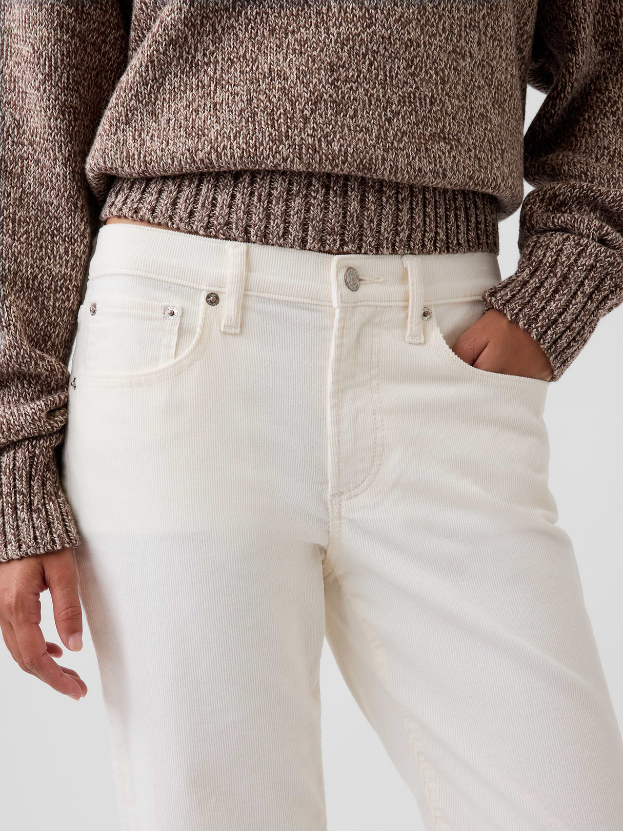 Mid Rise Relaxed Straight Jeans - Ivory beige frost