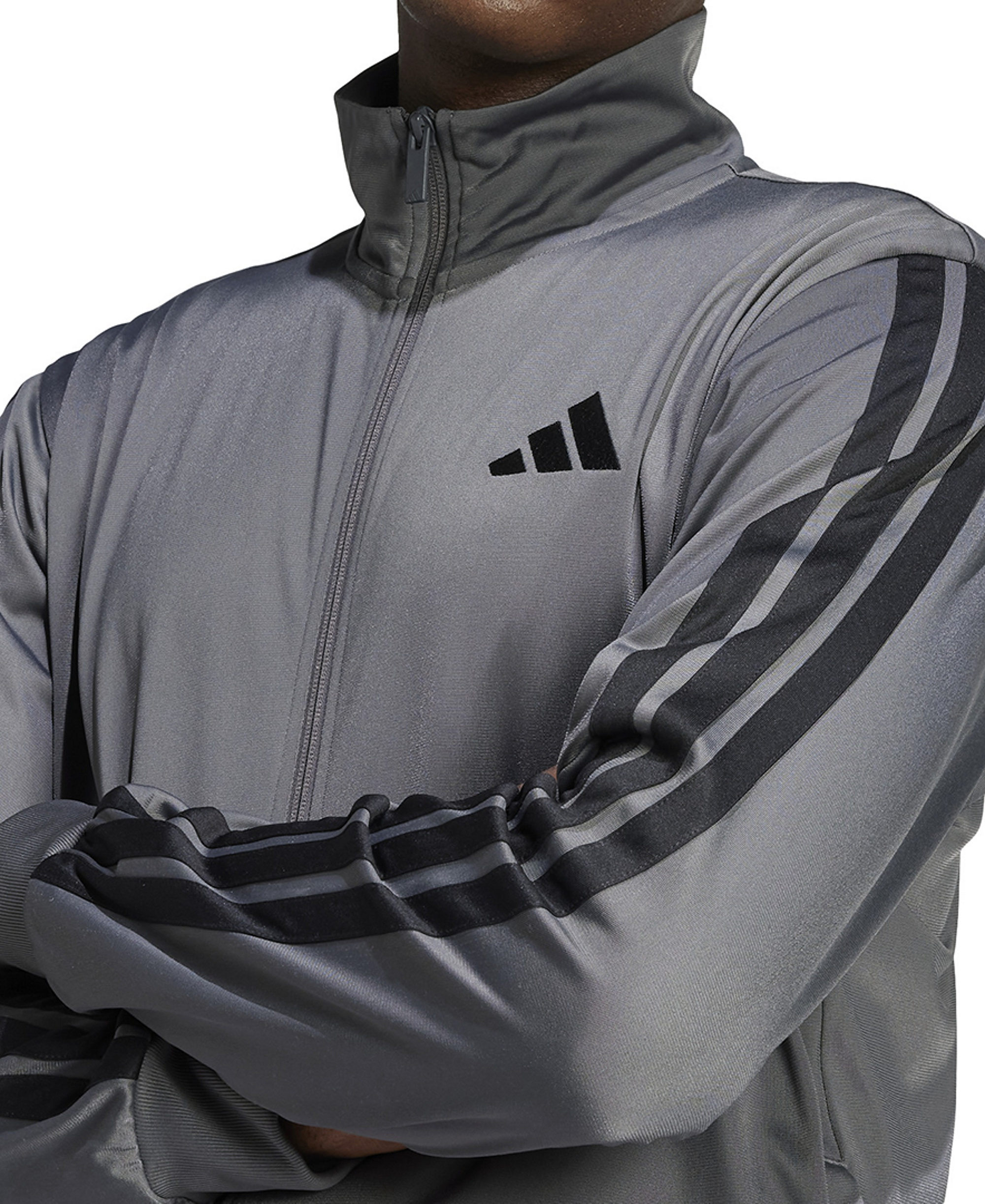 adidas Men's 3-Stripes Tricot Track Jacket - Gray