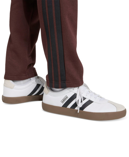 adidas Men's Essentials 3-Stripes Regular Open Hem Fleece Pants - Shadow Brown/Black